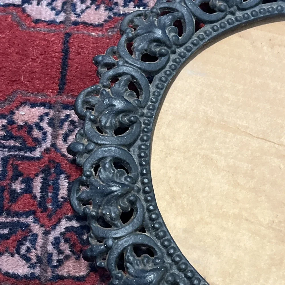 Antique EMIG Cast Iron Frame Dixie Pattern Heavy Ornate Victorian Oval Black